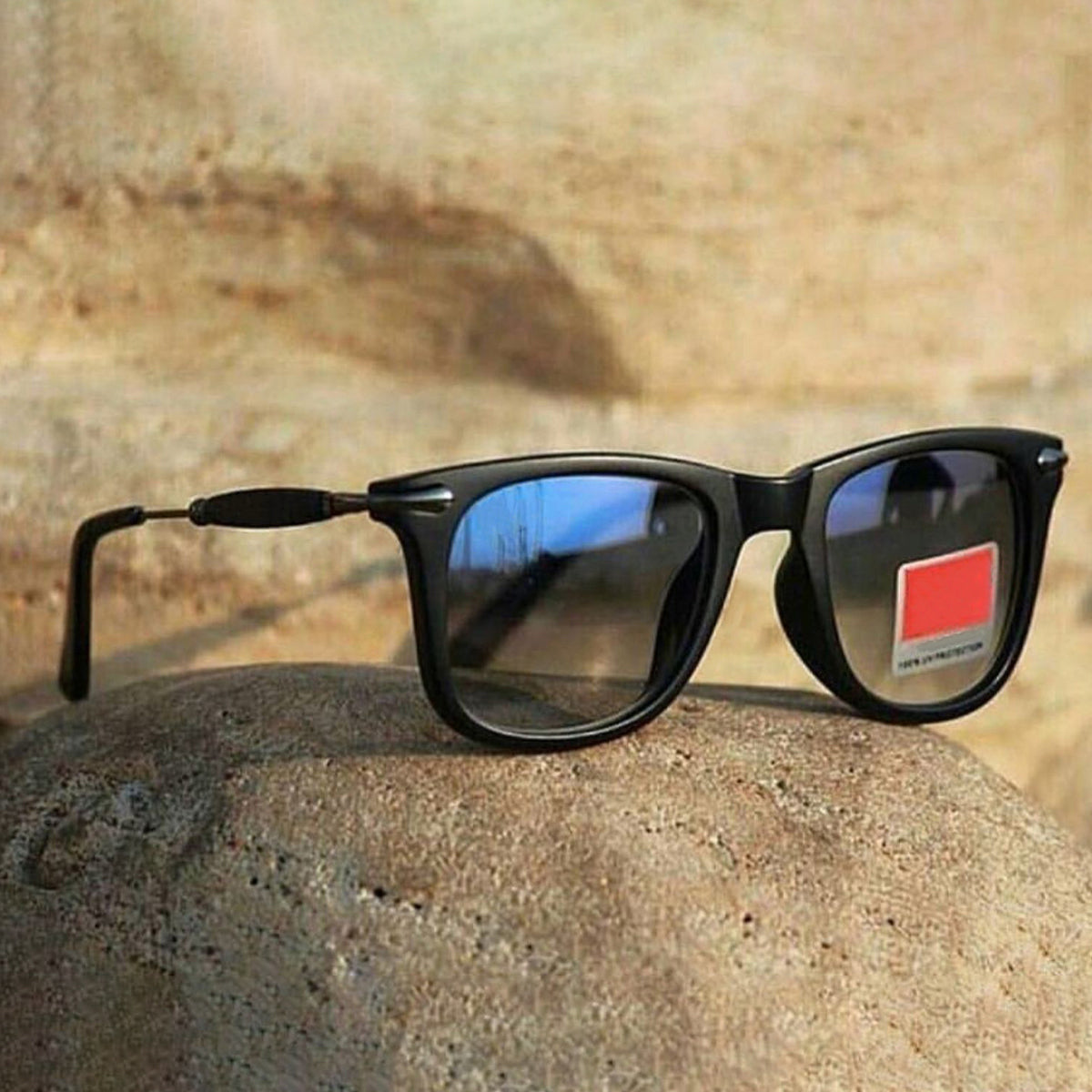 Blue Enigte Square Sunglasses (SUN-RN-2148-BLU2BLK-M) SWASTIK CREATIONS The Trend Point