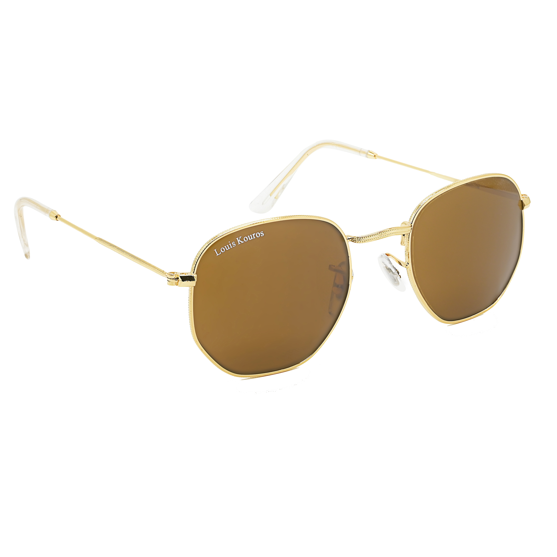 Brown Tarth Hexagonal Sunglasses (SUN-LK-3548-BRN1GLD-M)