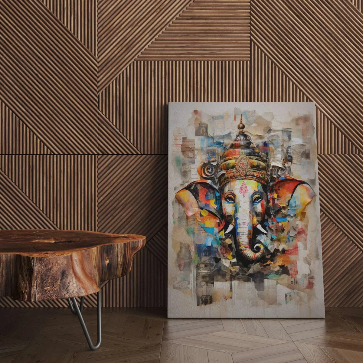 CH-GN1 Lord Ganesh Canvas Paintings For Wall Decoration For Living Room Bedroom Home Office & Hotels SWASTIK CREATIONS The Trend Point