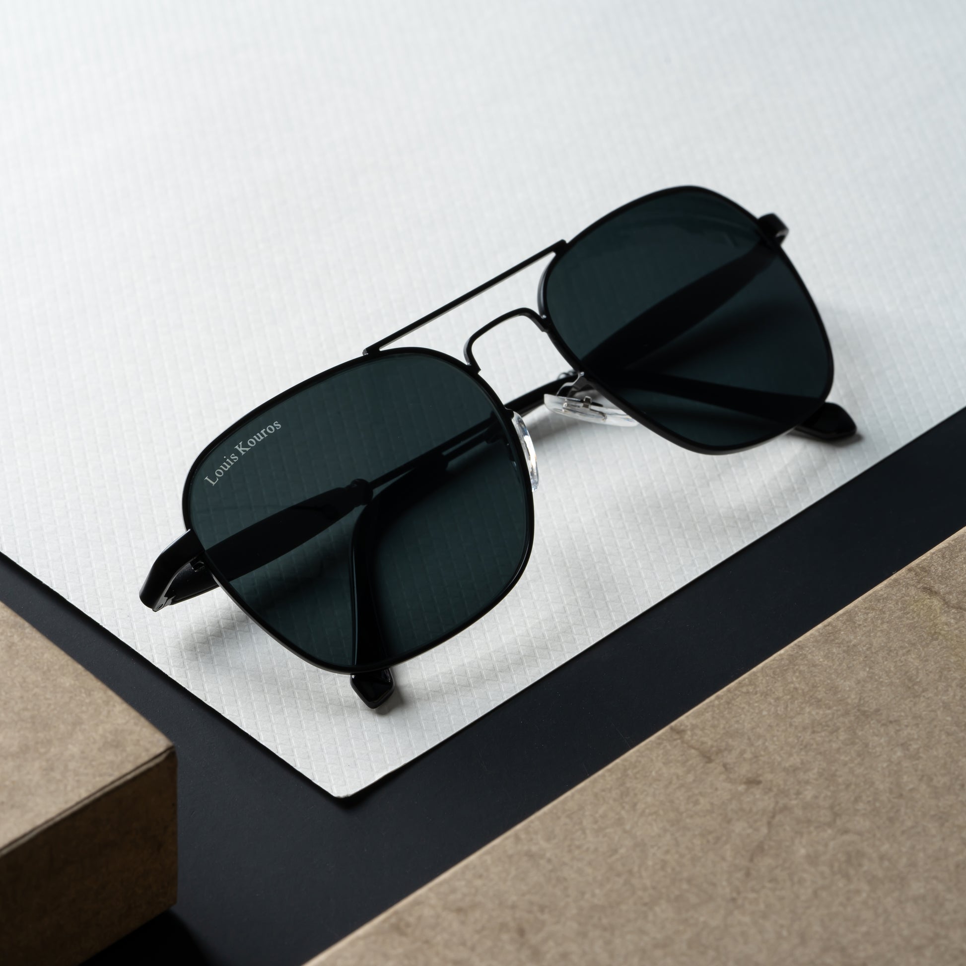 Black Tigor Square Sunglasses (SUN-LK-1208-BLK1BLK-M)