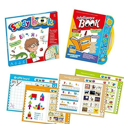 Intelligence Sound Book Learning Cards for Children,English Letters & Words Learning Book,Fun Educational Toys. Activities with Numbers,Shapes Learning Book for Toddlers for Language Skills