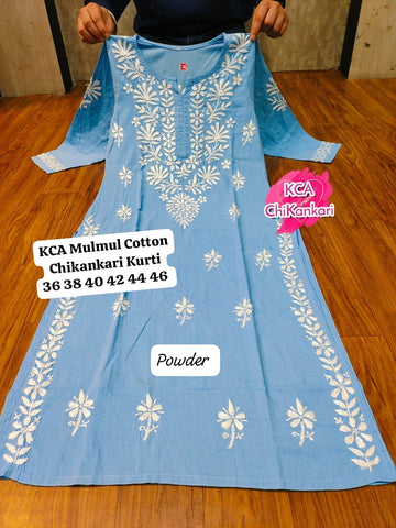 KCA14 Chikankari Premium Mulmul Cotton Kurti (4 colours)