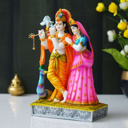 Statue of Hindu Deity Krishna and Radha (12 inches) (MB-RK3)