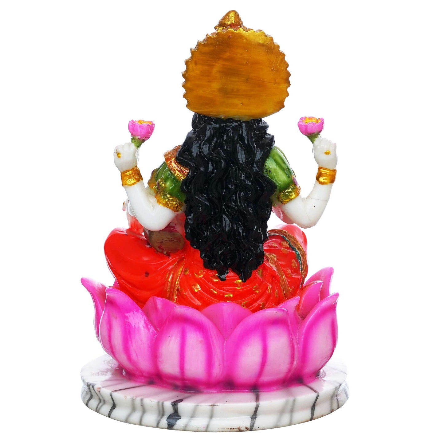 Hindu Goddess Lakshmi Statue Sitting on Lotus Flower (10.5 Inch) (ML-01) SWASTIK CREATIONS The Trend Point