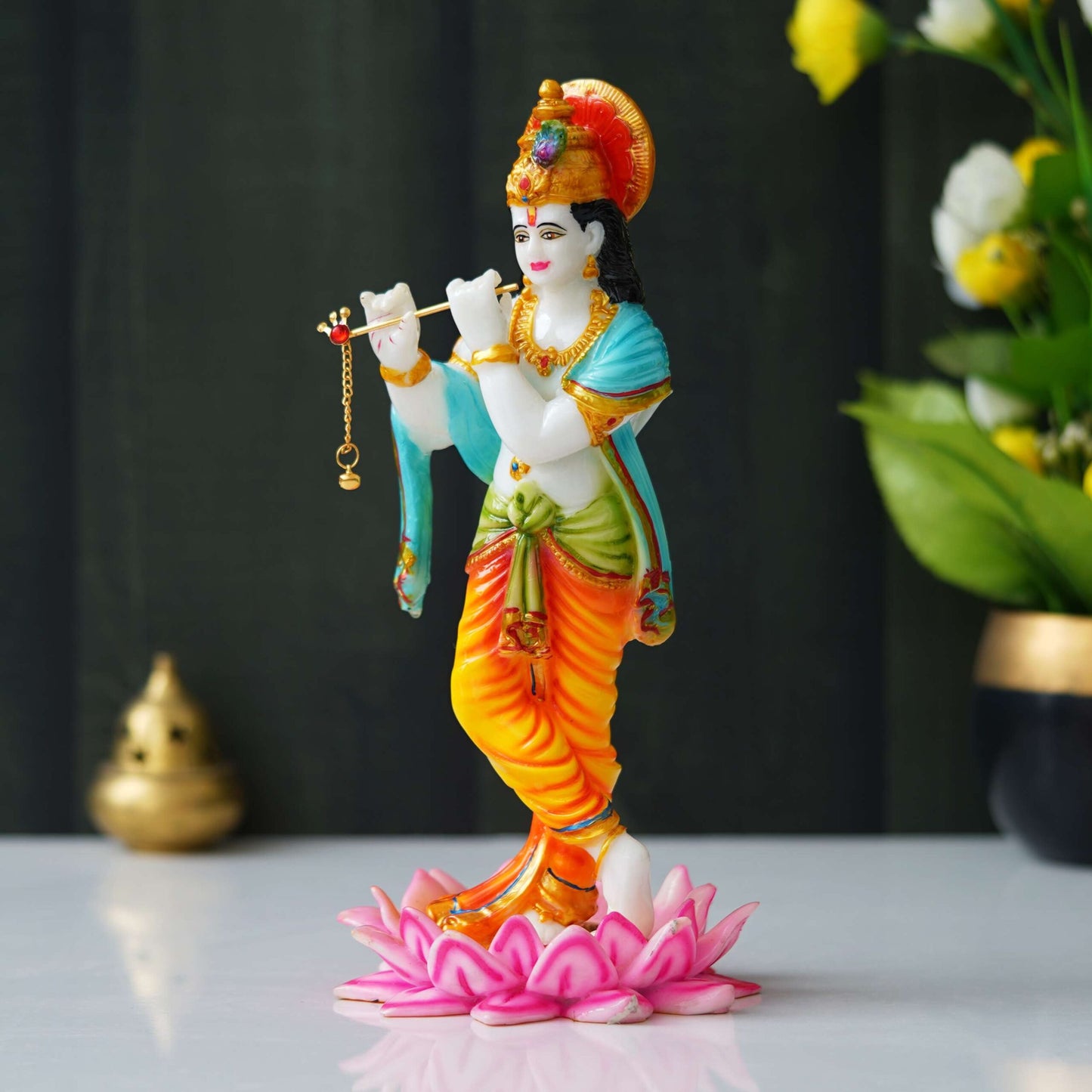 Krishna Playing Flute Statue (11.25 Inches) (MK-1) SWASTIK CREATIONS The Trend Point