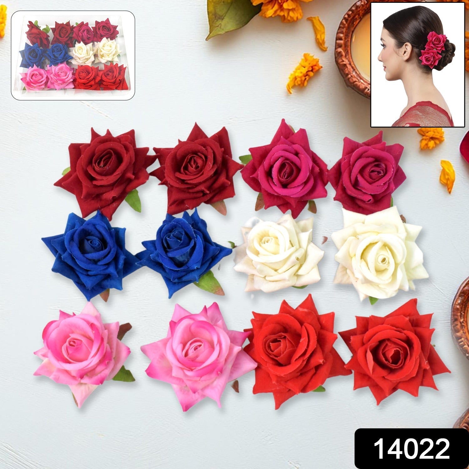 Colourful Flowing Flower Hair Pin (12 Pcs Set / Mix Color)