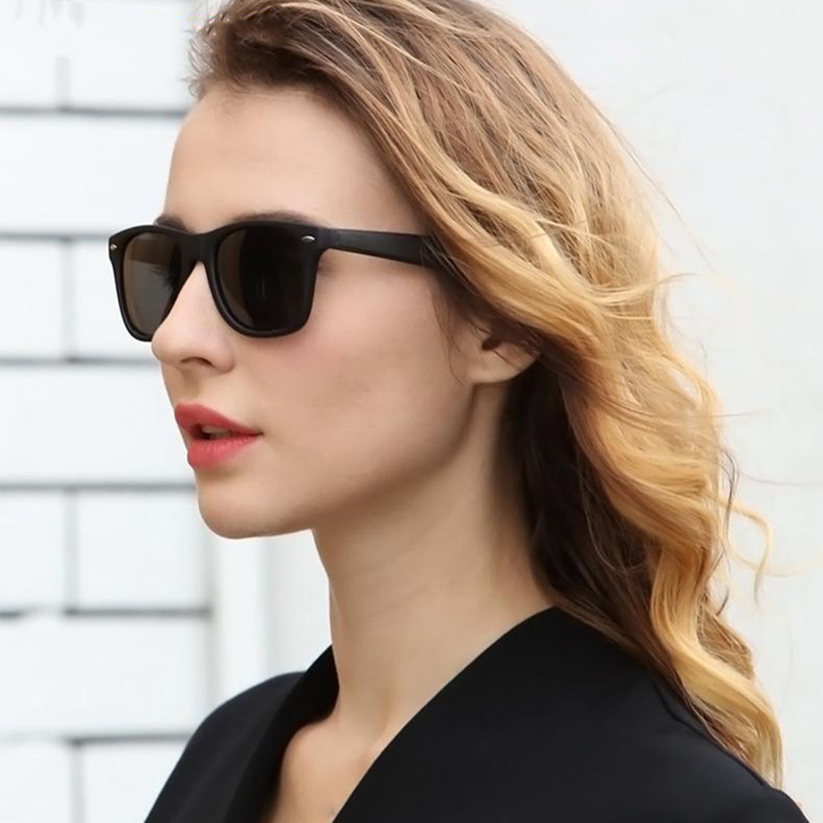 Black Fangpo Square Sunglasses (SUN-RN-2140-BLK1BLK-M) SWASTIK CREATIONS The Trend Point