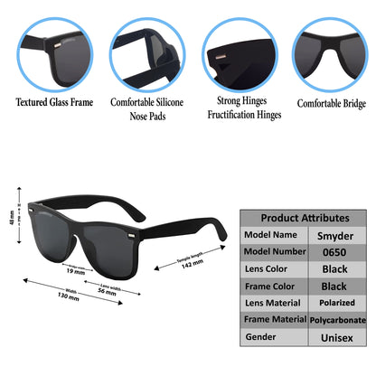 Black Smyder Square Sunglasses (SUN-CT-0650-BLK1BLK-P-4) - SWASTIK CREATIONS The Trend Point