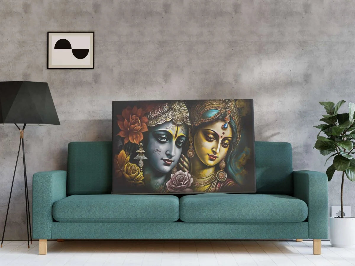 CH-RK-LDP4 Radha Krishna Canvas Paintings For Wall Decoration For Living Room Bedroom Home Office & Hotels SWASTIK CREATIONS The Trend Point