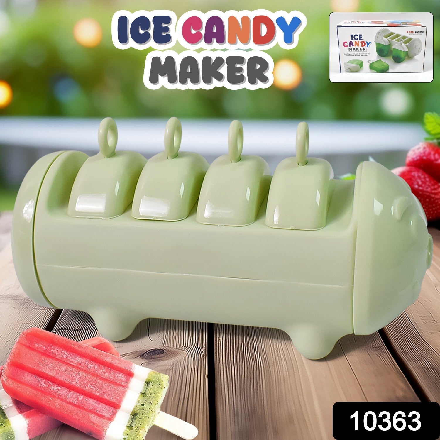 Plastic Ice Candy Maker 4 Compartment / Grid Kulfi Candy (1 Pc)