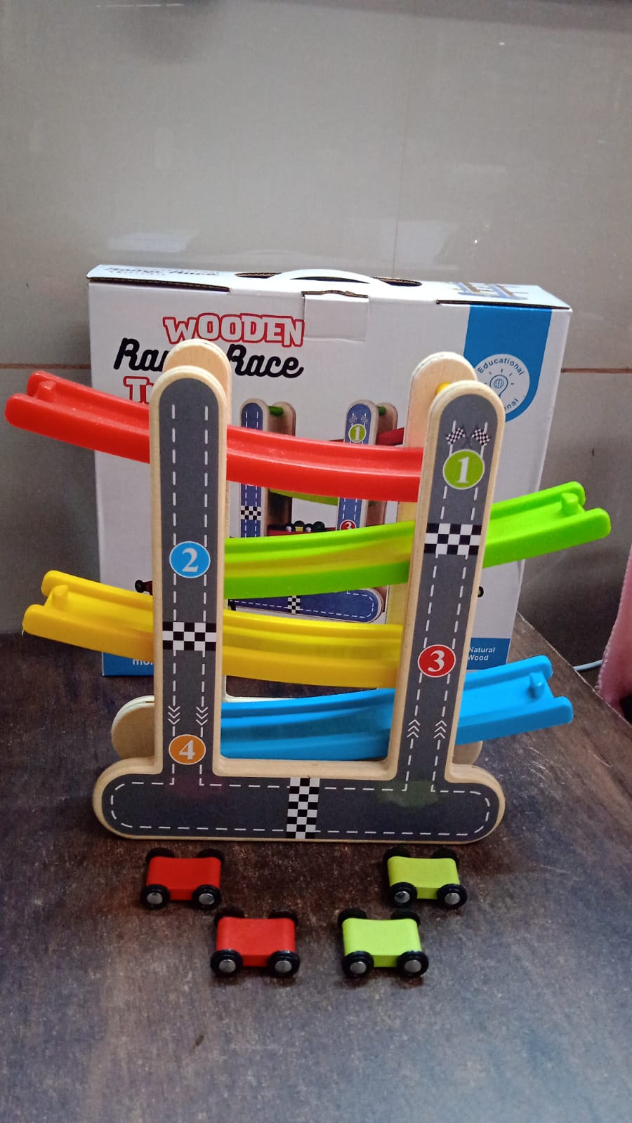 Car Racer Track Play set Wooden Click Clack Toys With 4 Mini Racers (1 Set) SWASTIK CREATIONS The Trend Point