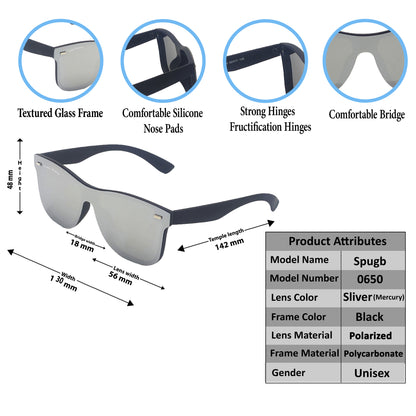 Silver Spugb Square Sunglasses (SUN-LK-0650-SIL3BLK-P) - SWASTIK CREATIONS The Trend Point