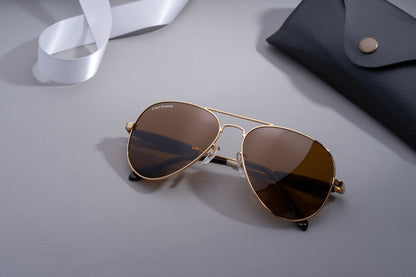 Brown Airomade Aviator Sunglasses (SUN-LK-3517-BRN1GLD-M)