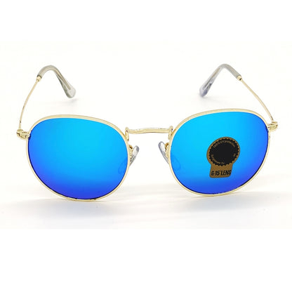 Aqua Blue Nubelight Round Sunglasses (SUN-RN-3447-AQB3GLD-M)