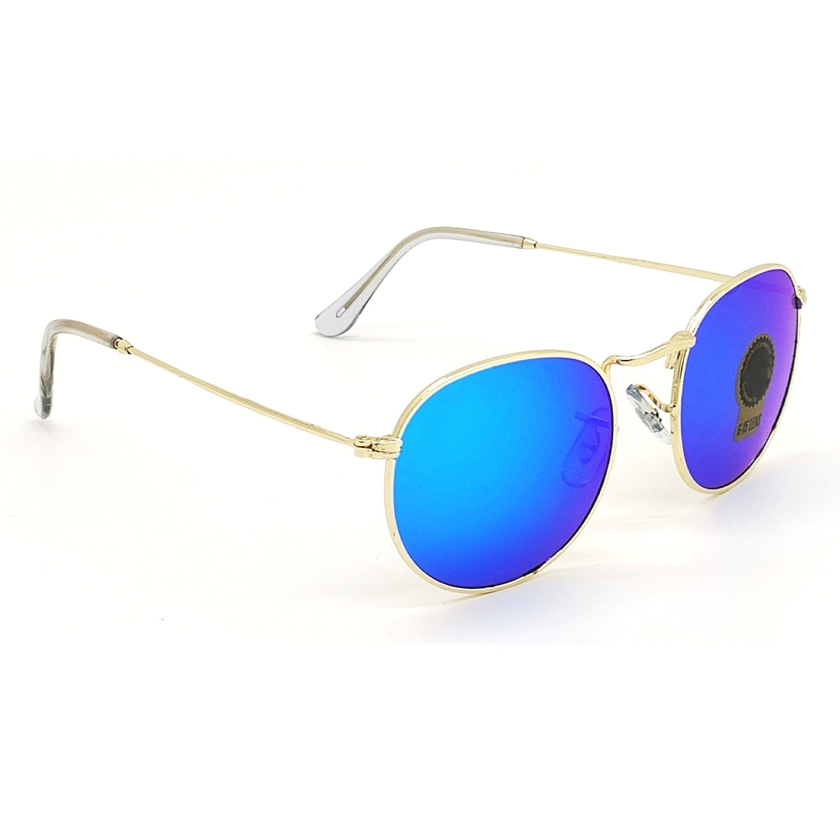 Aqua Blue Nubelight Round Sunglasses (SUN-RN-3447-AQB3GLD-M) SWASTIK CREATIONS The Trend Point