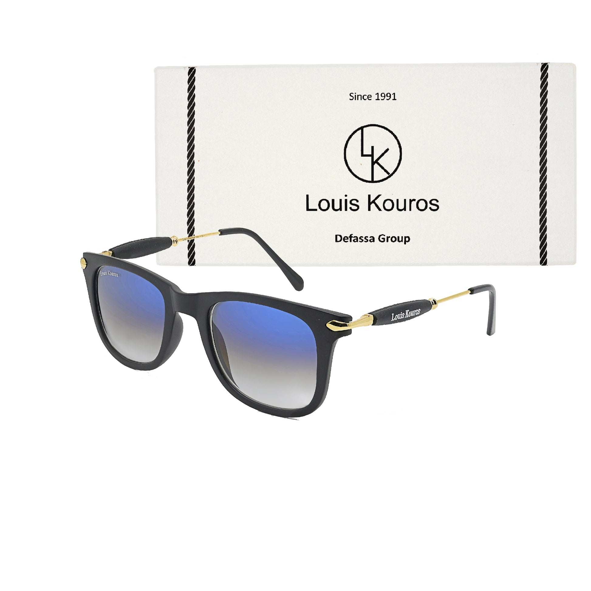 Blue Buloster Square Sunglasses (SUN-LK-2148-BLU2GLD-M)