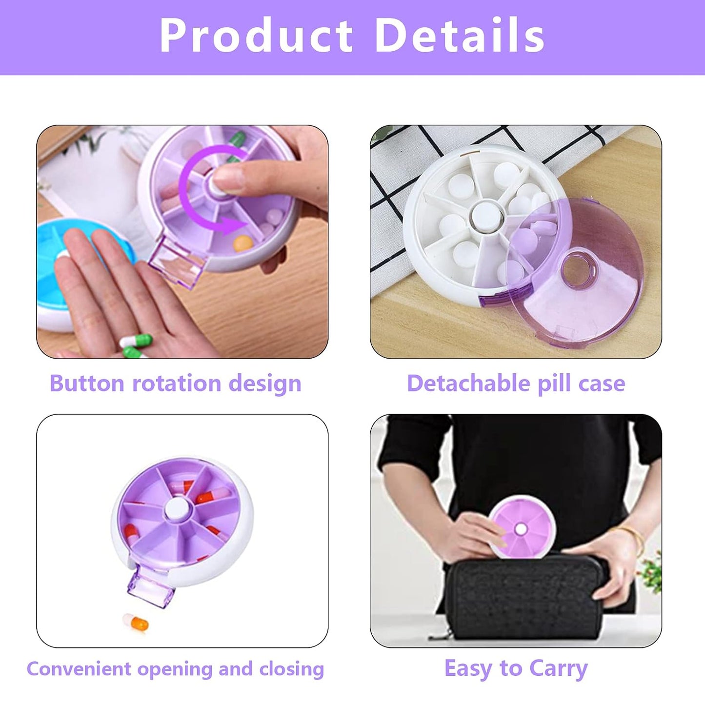 Pill Box Medicine Dispenser 7-Day Week Weekly Whee Cute Portable fruit style 7 grid seal rotation Pill Organizer Medicine Box (1 Pc) SWASTIK CREATIONS The Trend Point