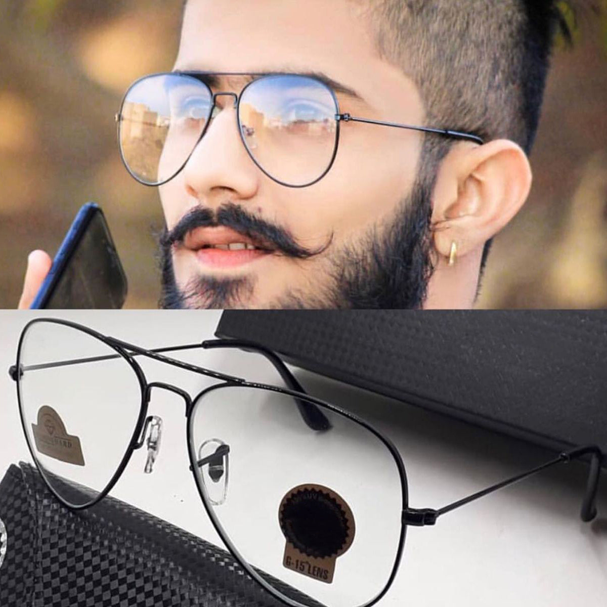 Purosangue 3026 Aviator Sunglasses (SUN-RN-3026-CLR5BLK-M) SWASTIK CREATIONS The Trend Point