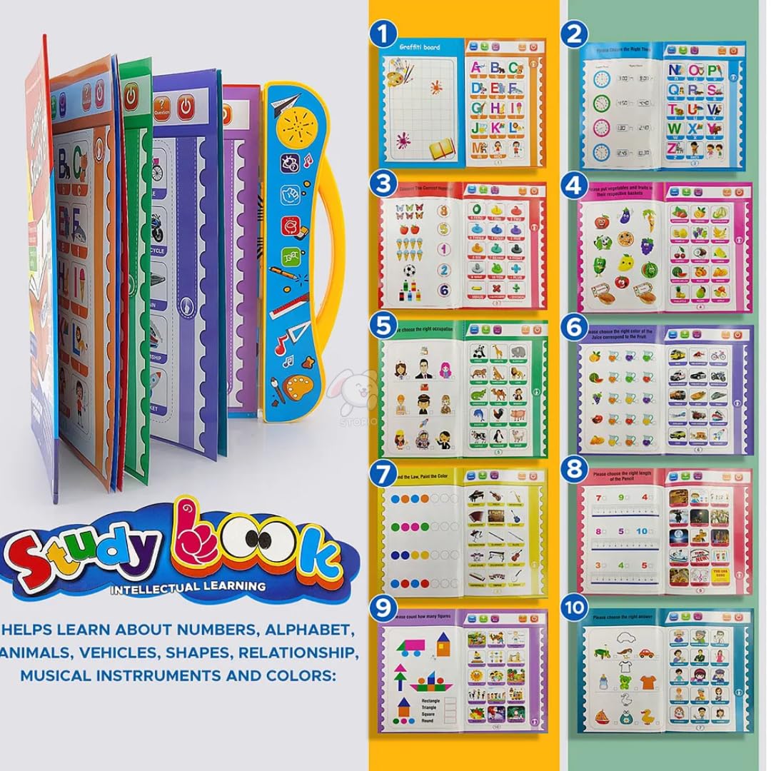 Intelligence Sound Book Learning Cards for Children,English Letters & Words Learning Book,Fun Educational Toys. Activities with Numbers,Shapes Learning Book for Toddlers for Language Skills