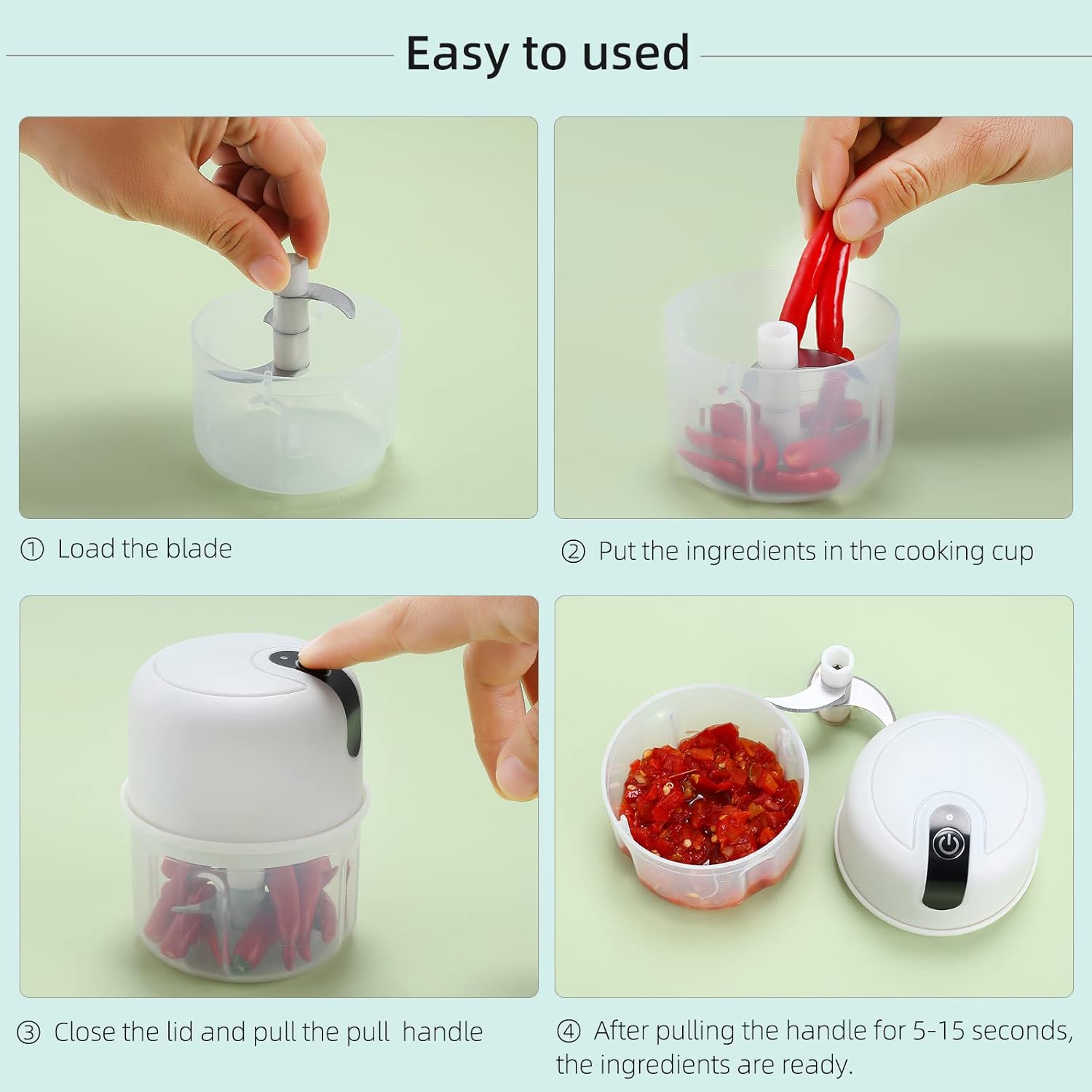 Wireless USB Rechargeable Mini Electric Garlic Machine / Chopper 3 Blades (250Ml)