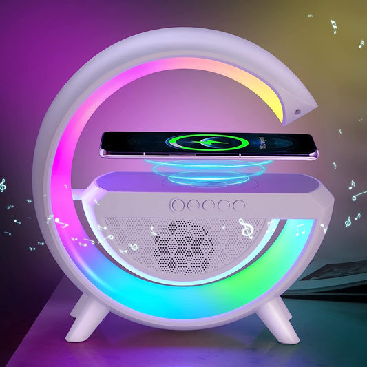 1301 3-in-1 Multi-Function LED Night Lamp with Bluetooth Speaker, Wireless Charging, for Bedroom for Music, Party and Mood Lighting - Perfect Gift for All Occasions  blootuth speaker (Media Player) - SWASTIK CREATIONS The Trend Point