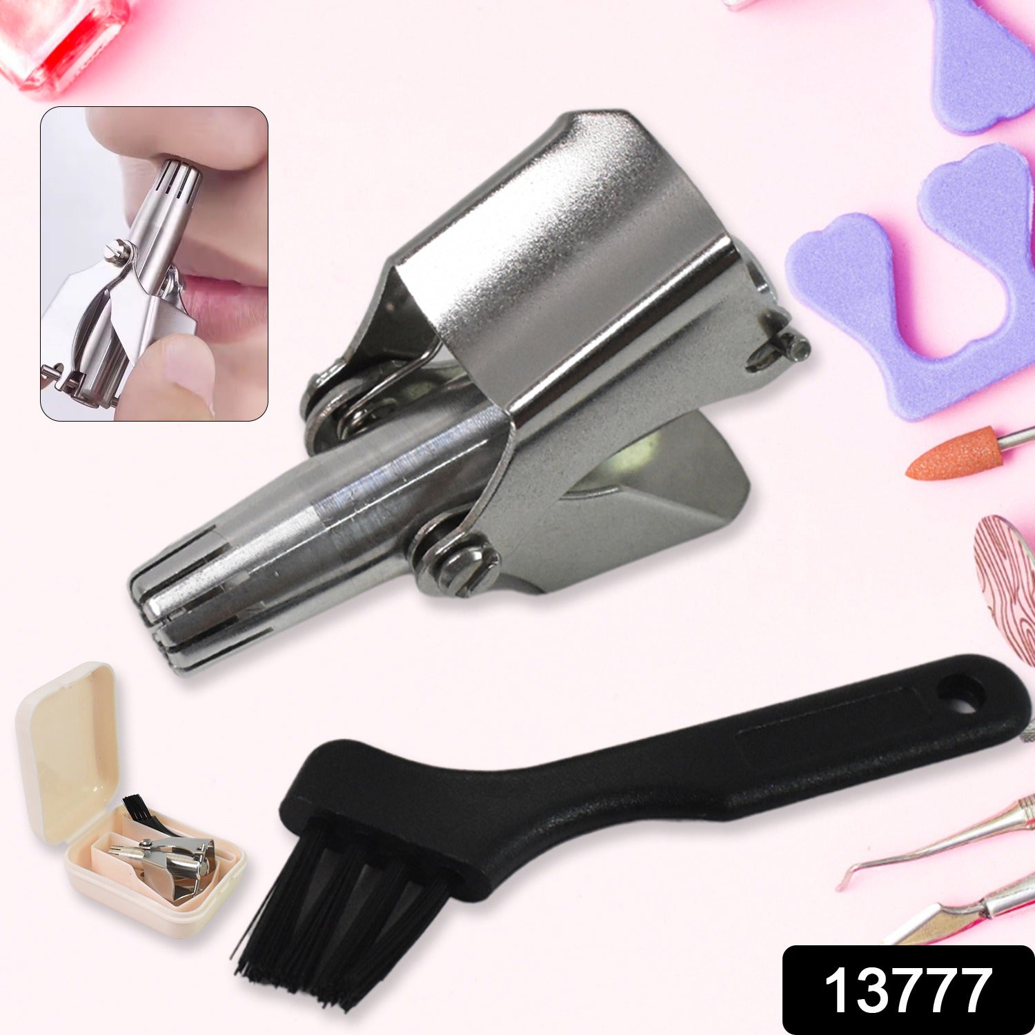 Nose Hair Clipper, Stainless Steel Hair Remover (1 Pc / With Brush & Plastic Case)