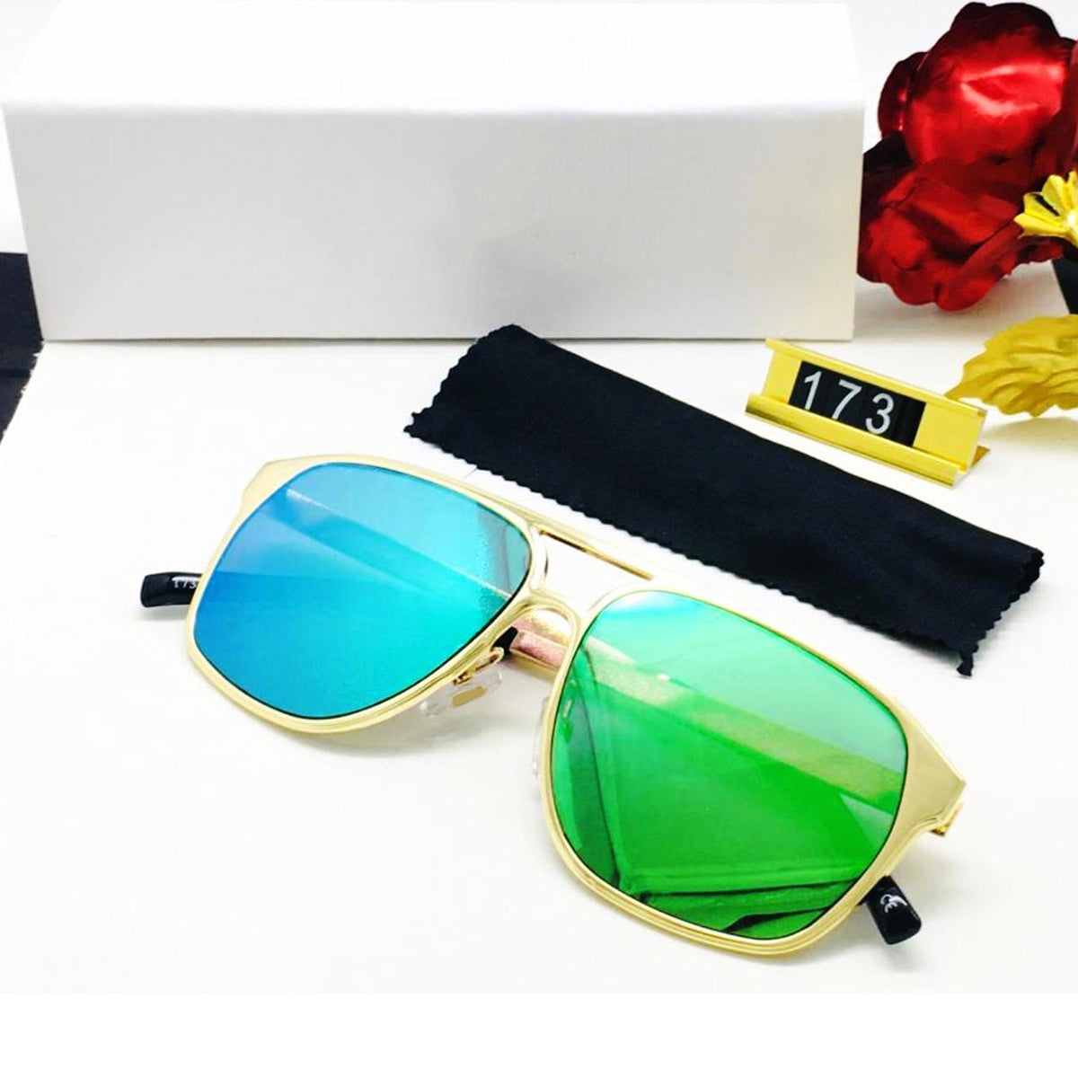 Aqua Green MECH BEASTS Square Sunglasses (SUN-LC-0144-AQG3GLD)