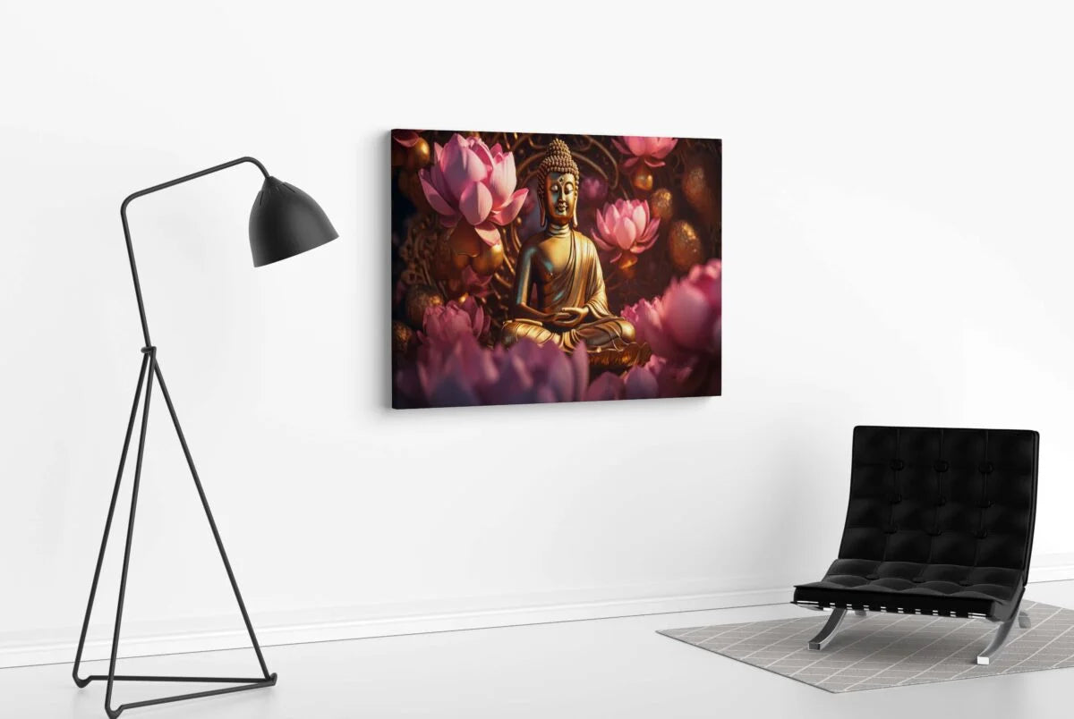 CH-BD-LDP8 Buddha Canvas Paintings For Wall Decoration For Living Room Bedroom Home Office & Hotels SWASTIK CREATIONS The Trend Point