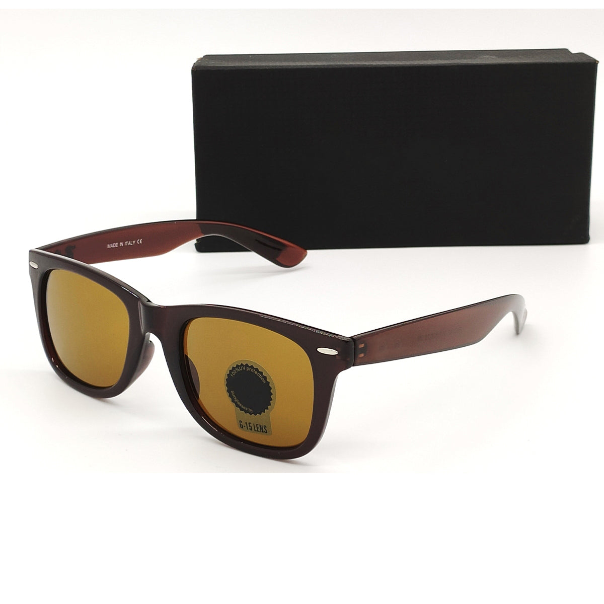 Brown Fangpo Square Sunglasses (SUN-RN-2140-BRN1BRN-M) SWASTIK CREATIONS The Trend Point