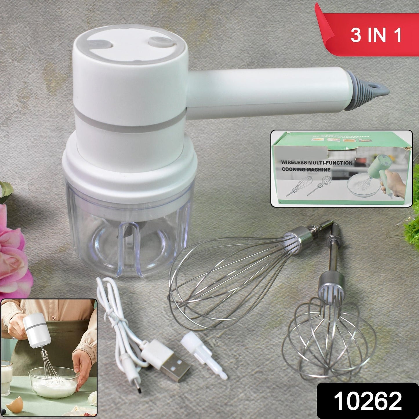 Hand Mixer Food Chopper Cordless 3 in 1 Electric Hand Mixer  SWASTIK CREATIONS The Trend Point