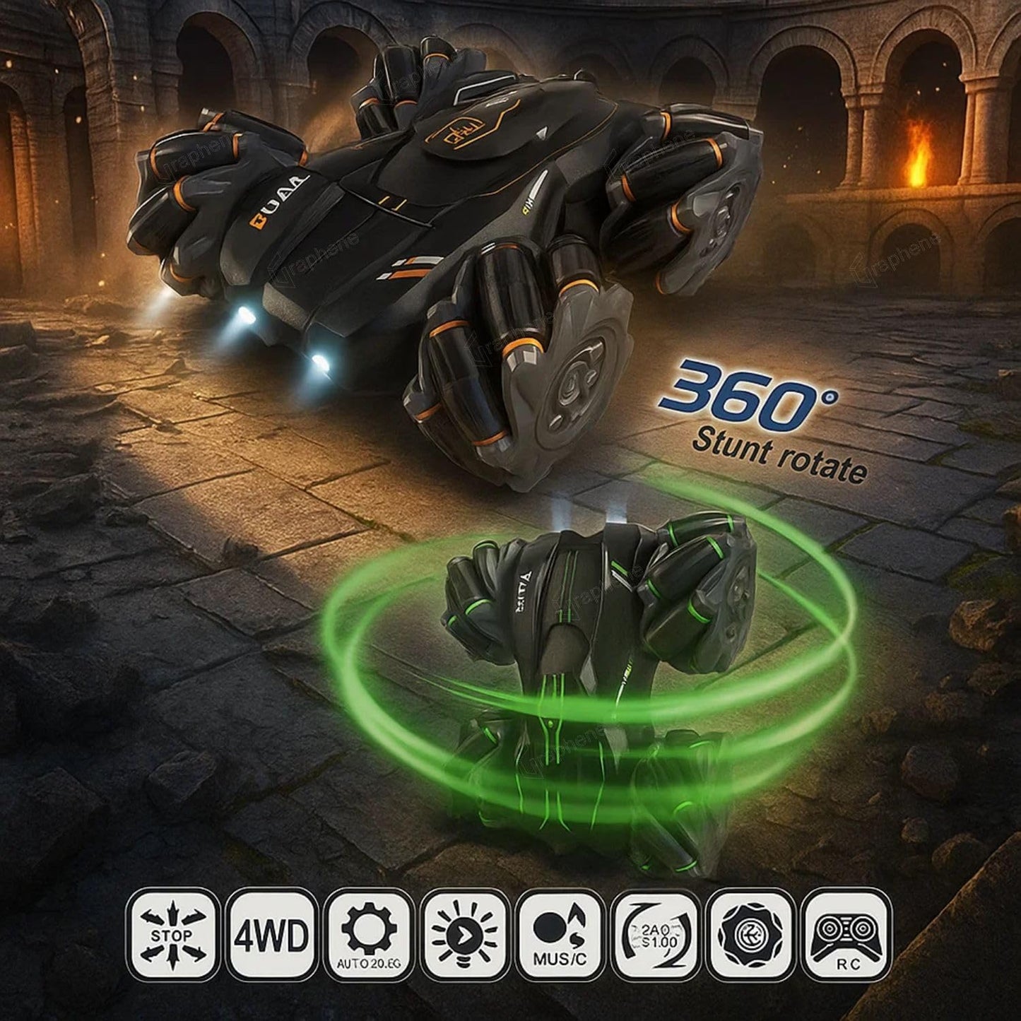 Drift 4X4 Remote Control Drift Stunt Car 4WD Racing Fall Resistant RC Car 360° Rotating Dual Sided Climbing High-Speed Tumbling Cross-Country Battle Off Road Rechargeable Adults Boy Girl SWASTIK CREATIONS The Trend Point