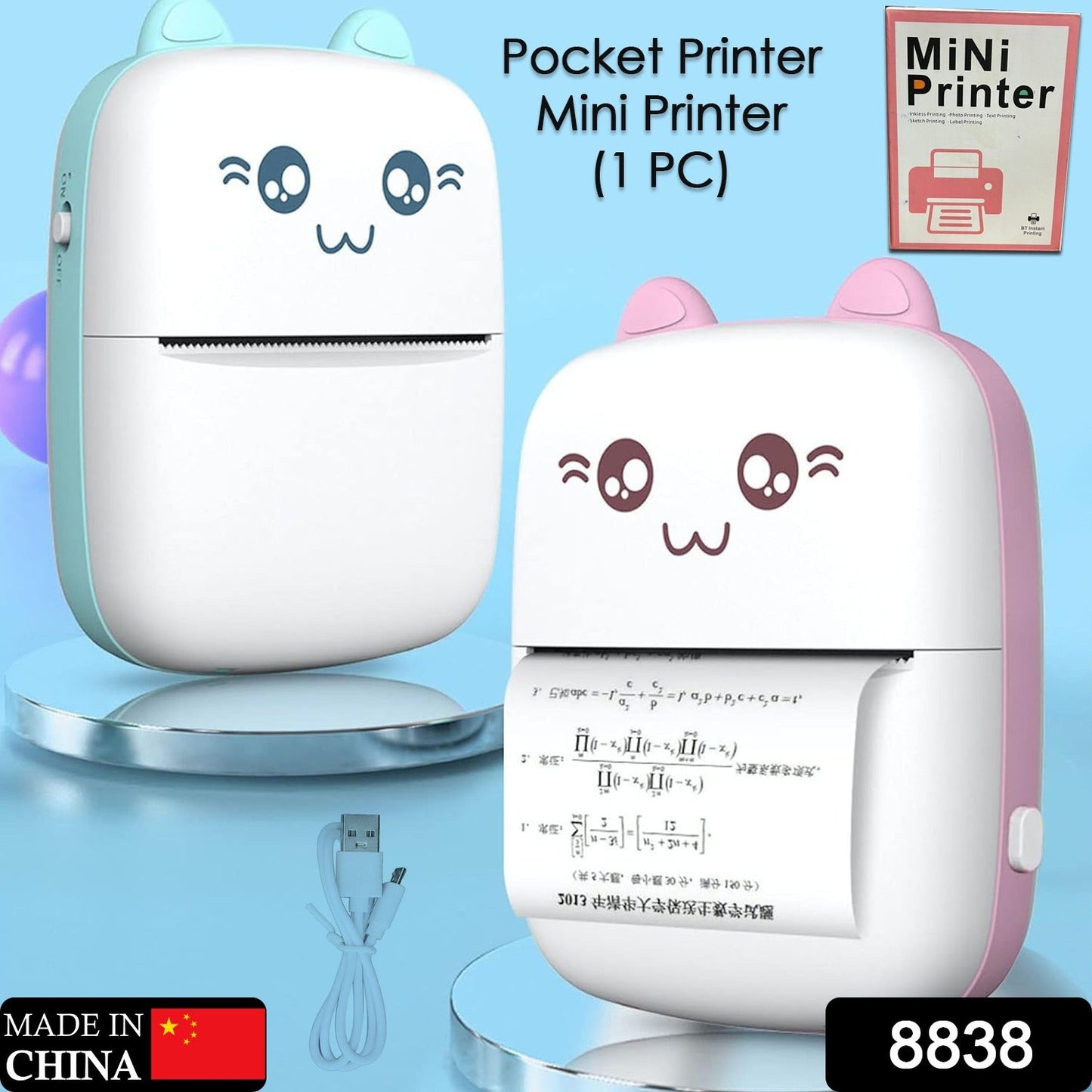 Pocket Mini Printer, Mobile Phone Bluetooth Connection Wireless Mini Thermal Printer with Android or iOS APP for Pictures, Portable Smart Printer,Contains 1 Rolls Thermal Paper, with Fast Paper Output for Photo Image SWASTIK CREATIONS The Trend Point