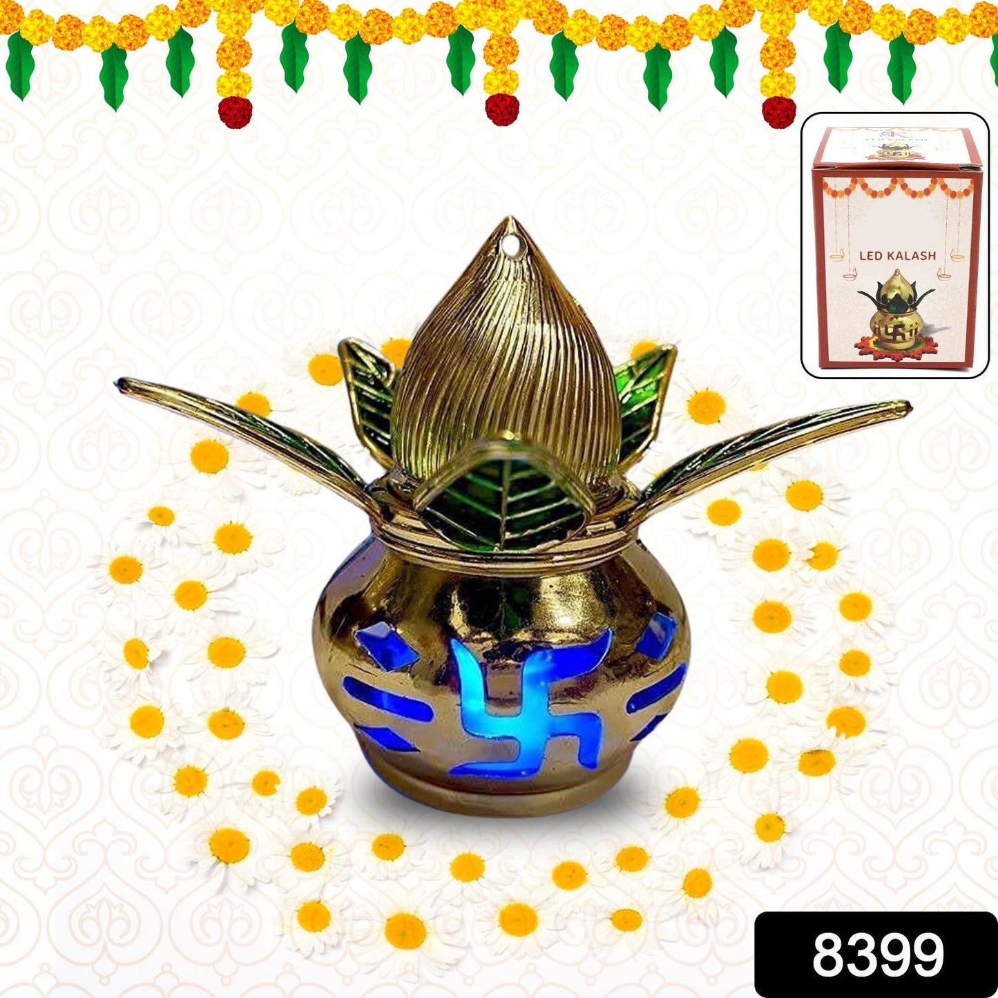 Gold Plated LED Kalash for Pooja Mandir SWASTIK CREATIONS The Trend Point