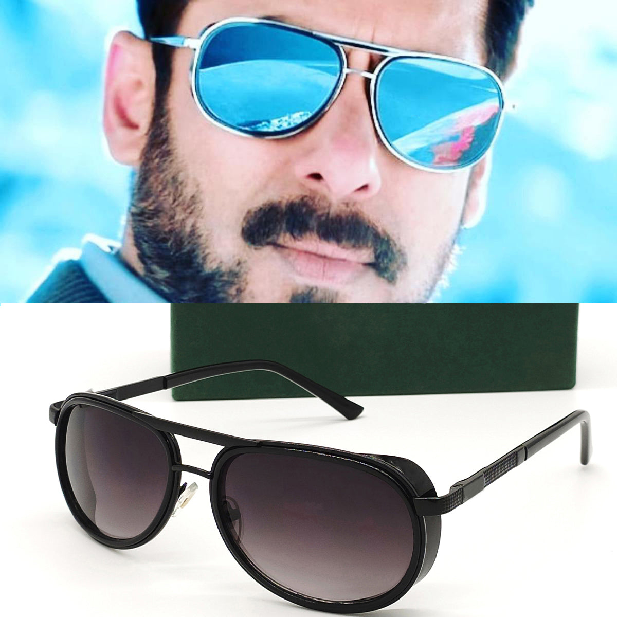 Black Speciale Oval Sunglasses (SUN-LC-0179-BLK2BLK) - SWASTIK CREATIONS The Trend Point SWASTIK CREATIONS The Trend Point