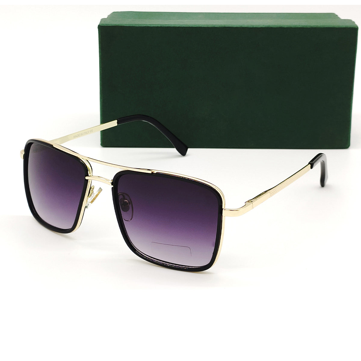 Black HUMBLEE Square Sunglasses (SUN-LC-0652-BLK2GLD-MEDIUM)