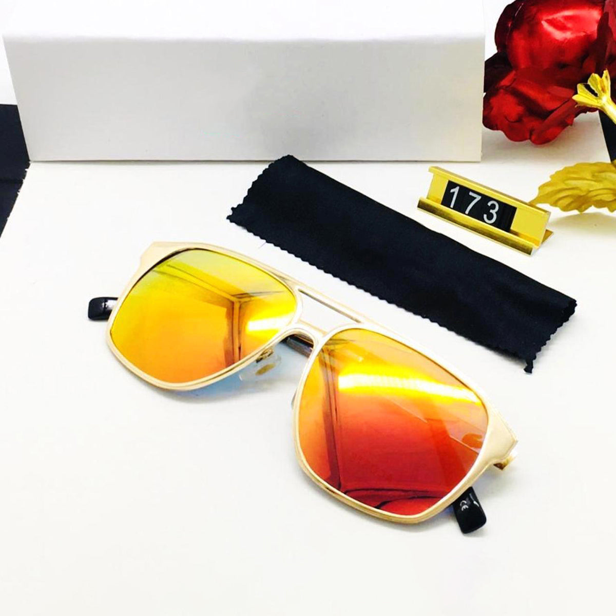 Orange MECH BEASTS Square Sunglasses (SUN-LC-0144-ORG3GLD)