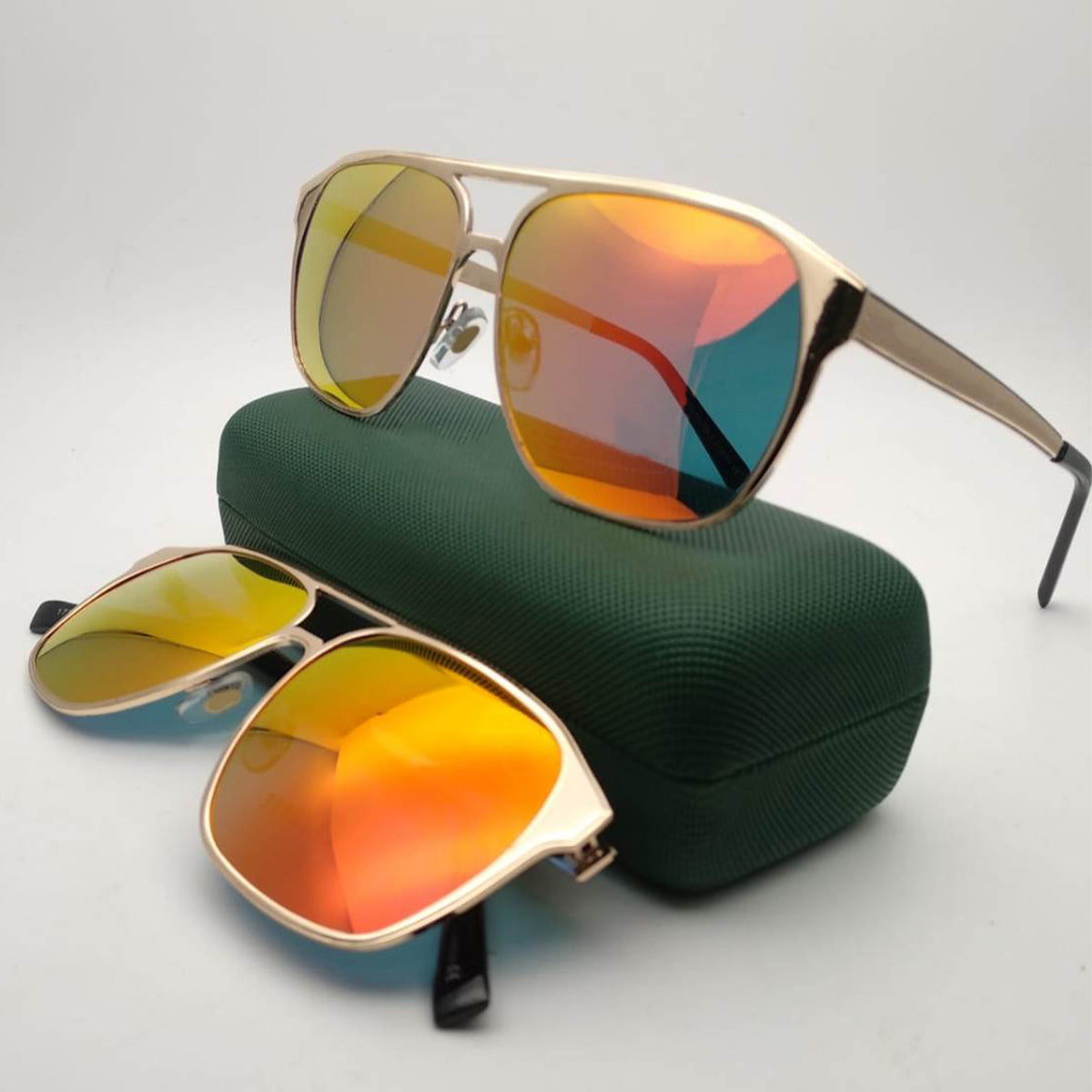 Orange MECH BEASTS Square Sunglasses (SUN-LC-0144-ORG3GLD)