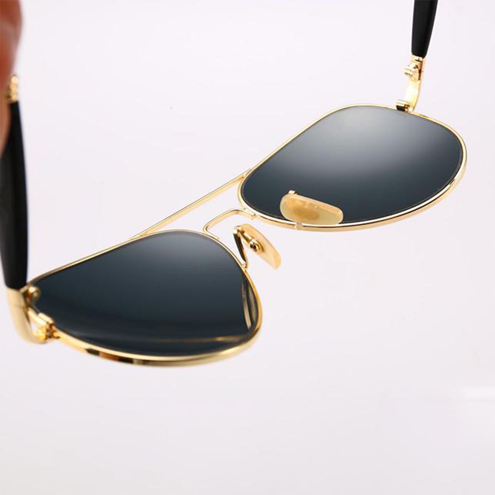 Black Ancestral Aviator Sunglasses (SUN-RN-3517-BLK1GLD-M)