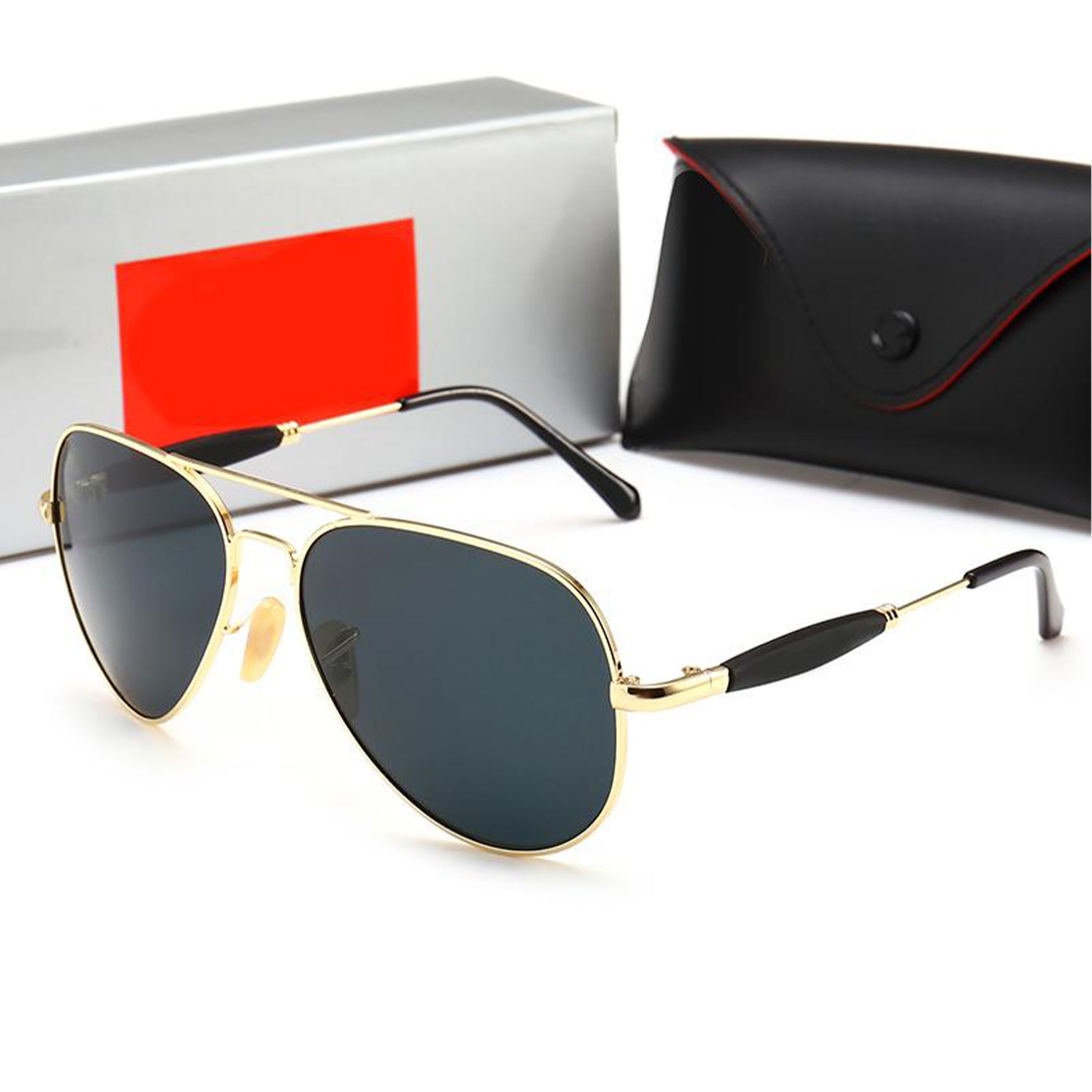 Black Ancestral Aviator Sunglasses (SUN-RN-3517-BLK1GLD-M)