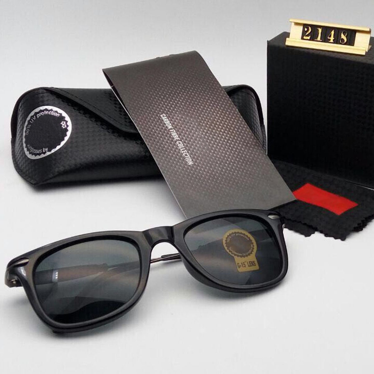 Black Enigte Square Sunglasses (SUN-RN-2148-BLK1BLK-M)