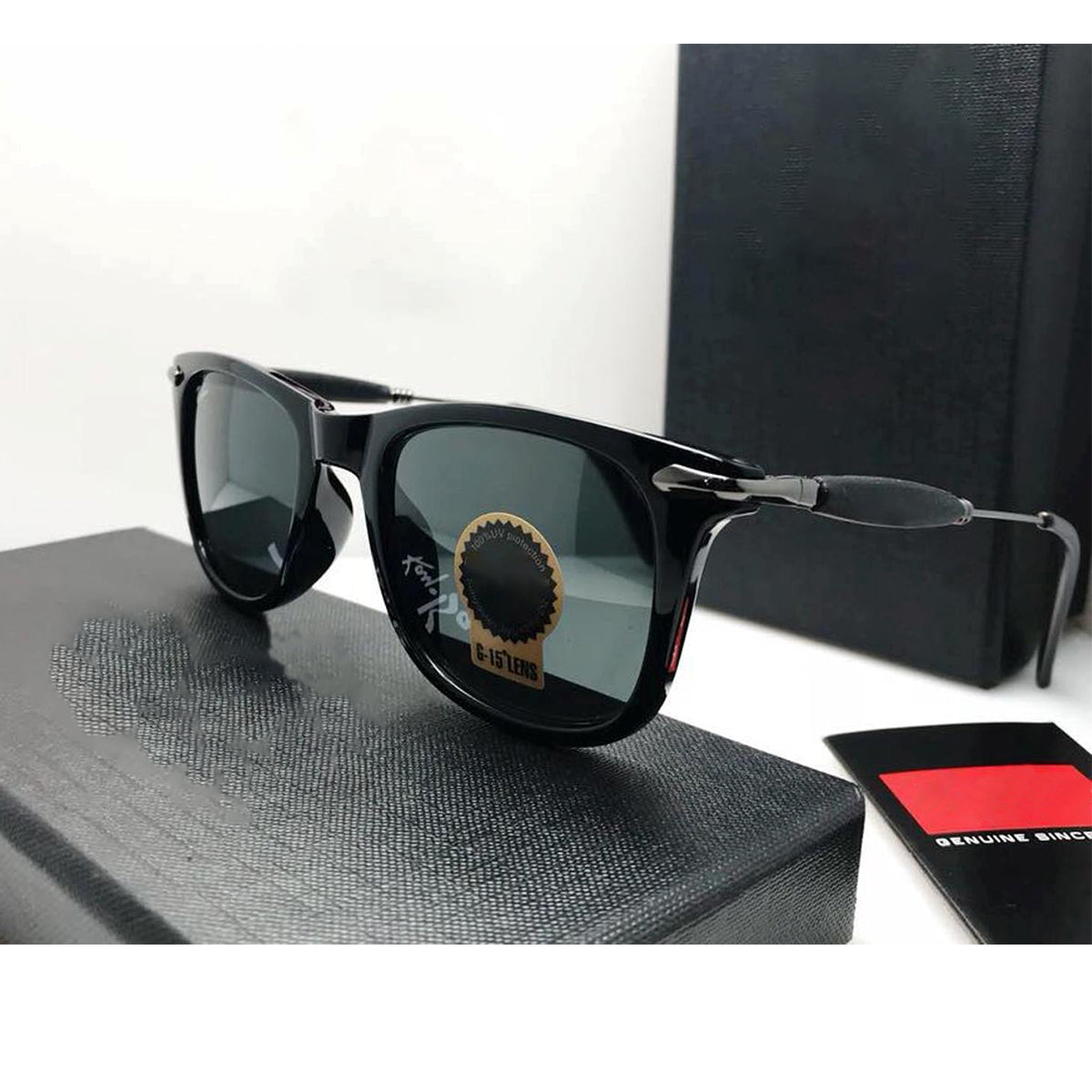 Black Enigte Square Sunglasses (SUN-RN-2148-BLK1BLK-M) SWASTIK CREATIONS The Trend Point