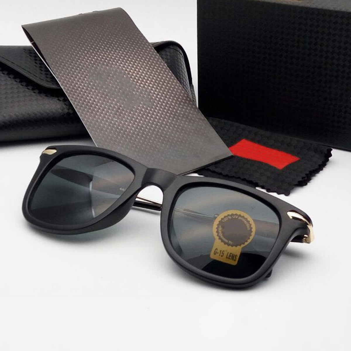 Black Enigte Square Sunglasses (SUN-RN-2148-BLK1BLK-M) SWASTIK CREATIONS The Trend Point