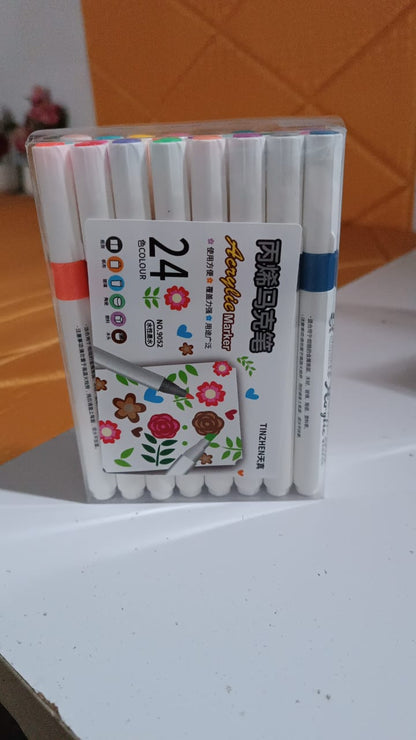 Fancy Art Markers, 24 Colours Double-ended Art (24 Pcs Set)