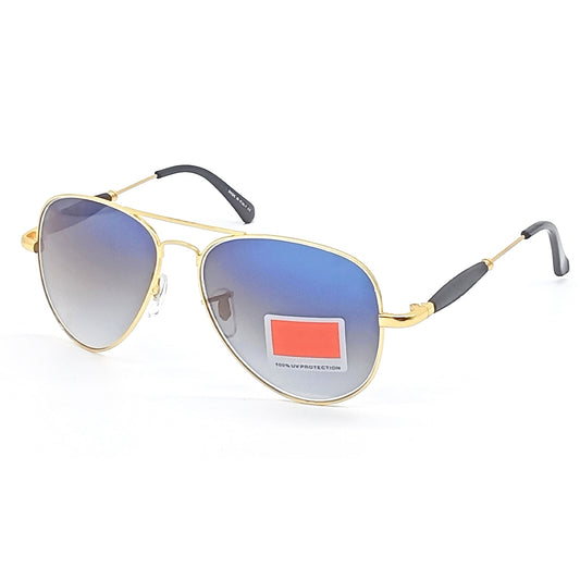 Blue Ancestral Aviator Sunglasses (SUN-RN-3517-BLU2GLD-M)