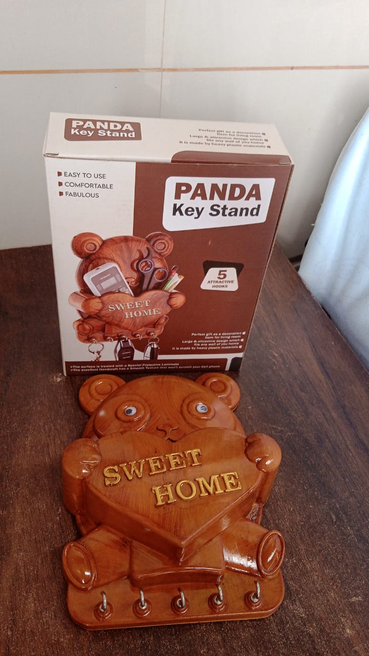 Cute Plastic Panda Key Holder, Wall Key Rack with 5 Hooks (1 Pc) SWASTIK CREATIONS The Trend Point