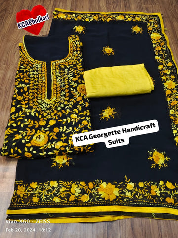 KCA23 Pure Georgette Beautiful Handcrafted Super Kantha Embroidered suit (26 variants)
