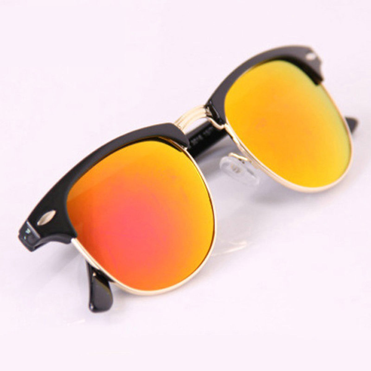 Orange Eltrose Square Sunglasses (SUN-RN-3016-ORG3GLD-M) SWASTIK CREATIONS The Trend Point