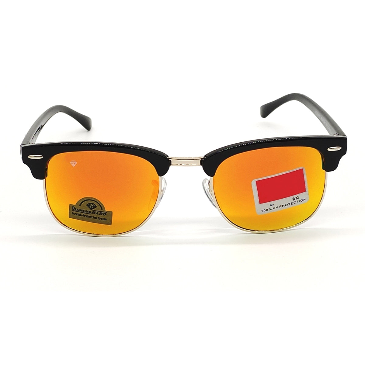 Orange Eltrose Square Sunglasses (SUN-RN-3016-ORG3GLD-M) SWASTIK CREATIONS The Trend Point