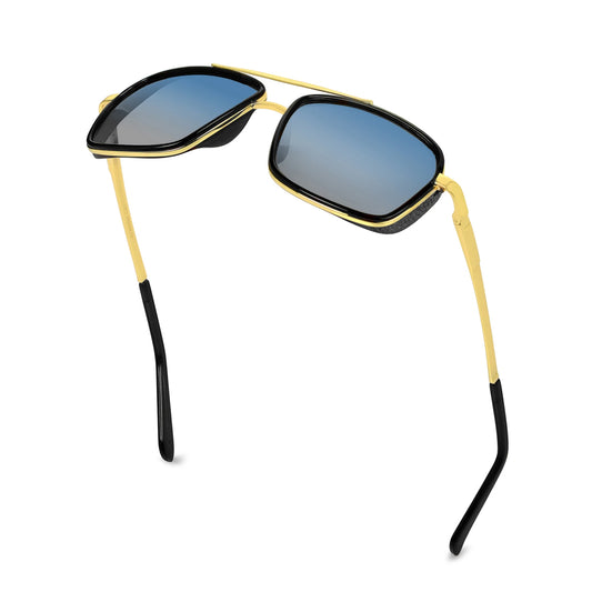 Madarian 4413 Square Sunglasses (SUN-RN-4413-BLU2GLD-M)