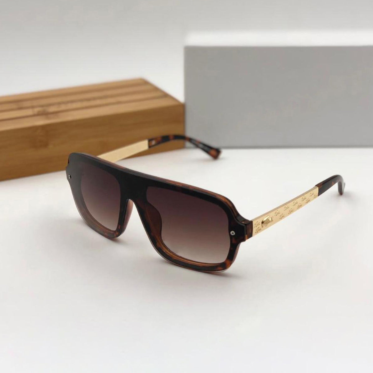 Brown HONEST Square Sunglasses (SUN-LC-0791-BRN2GLD) - SWASTIK CREATIONS The Trend Point SWASTIK CREATIONS The Trend Point